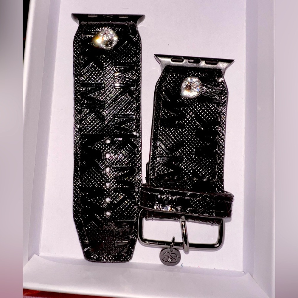 Upcycled black Michael Kors leather Apple Watch band